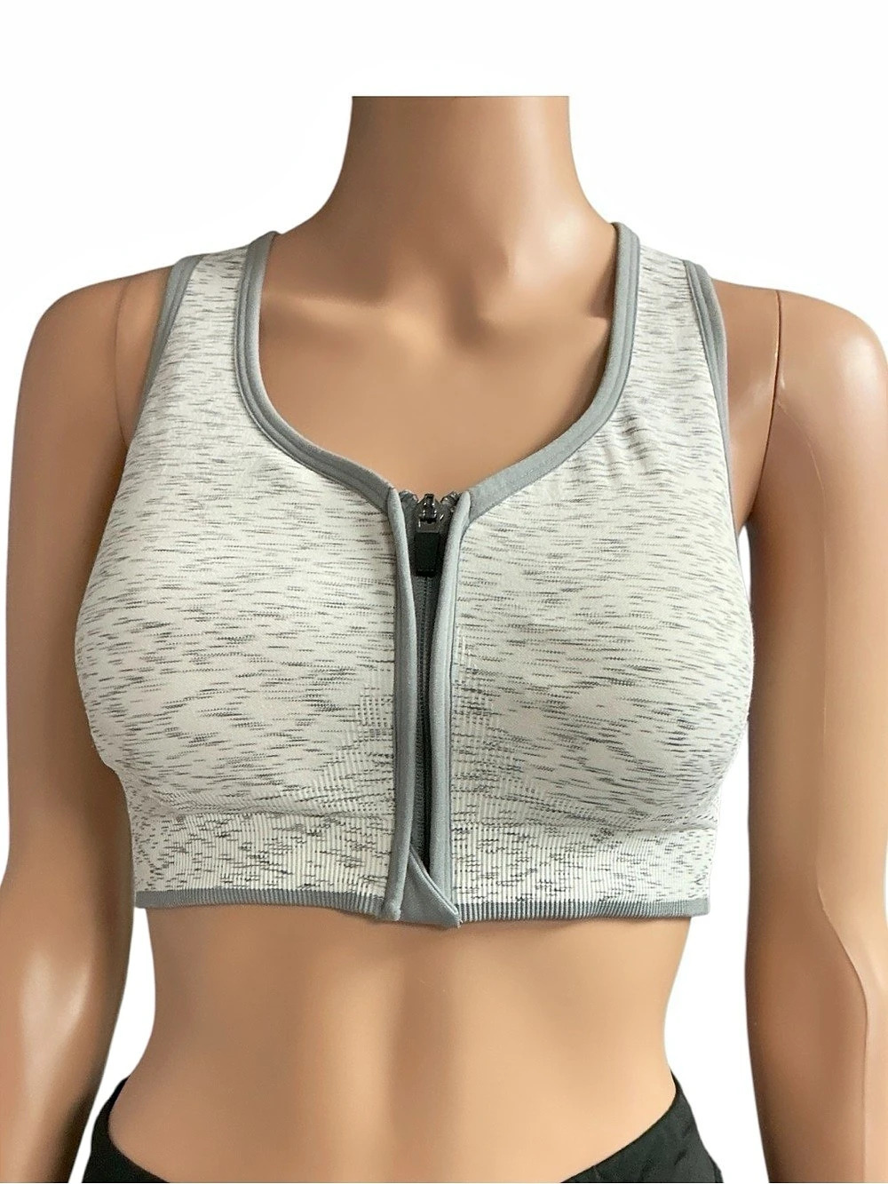 Avia Women's Seamless Zip Front Sports Bra Gray